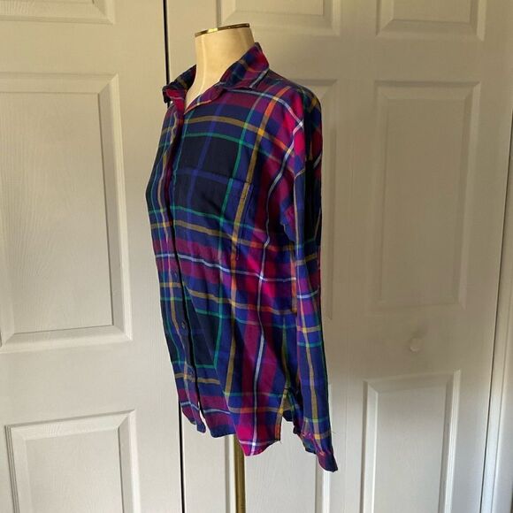 NWOT - Old Navy Plaid Boyfriend Long Sleeve Button Down Shirt - M - Picture 3 of 5